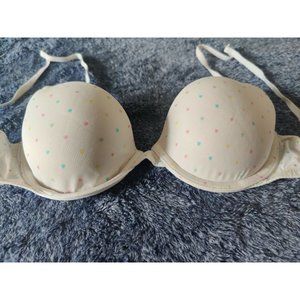 PINK Victoria's Secrets T-Shirt Demi Bra - White 🌈 Rainbow Hearts💘 | 34B